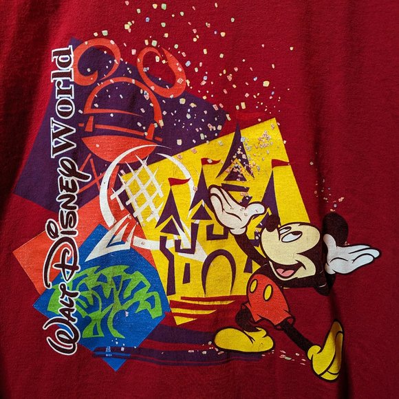 Vintage 90s Mickey Inc Walt Disney World Red T-Shirt size Medium - Picture 2 of 4